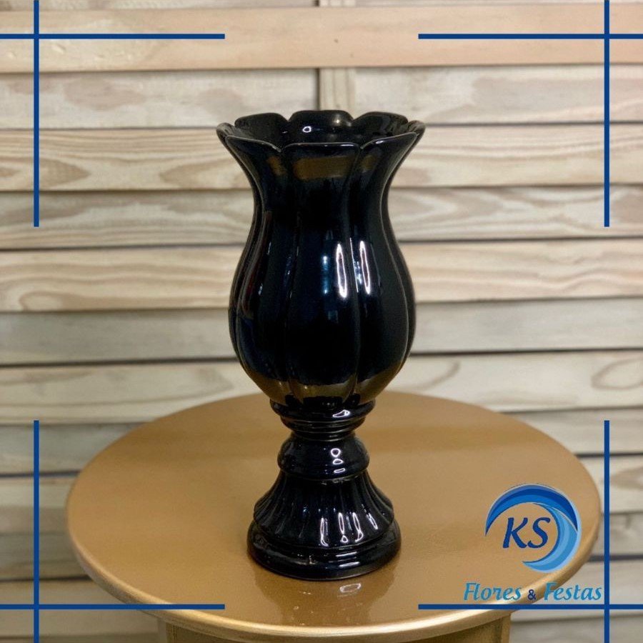TACA FLOR M 29CM PRETO BRILHO 906563