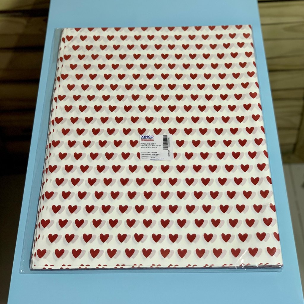 PAPEL DE SEDA DECORADA 50X70CM AMO VOCE 50FLS 202556