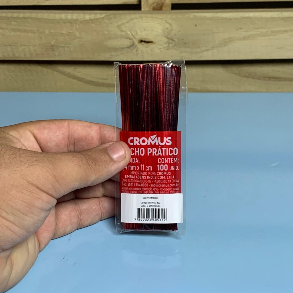 FECHO PRATICO VERMELHO 4MMX11CM PT C/100 UN 402 405359
