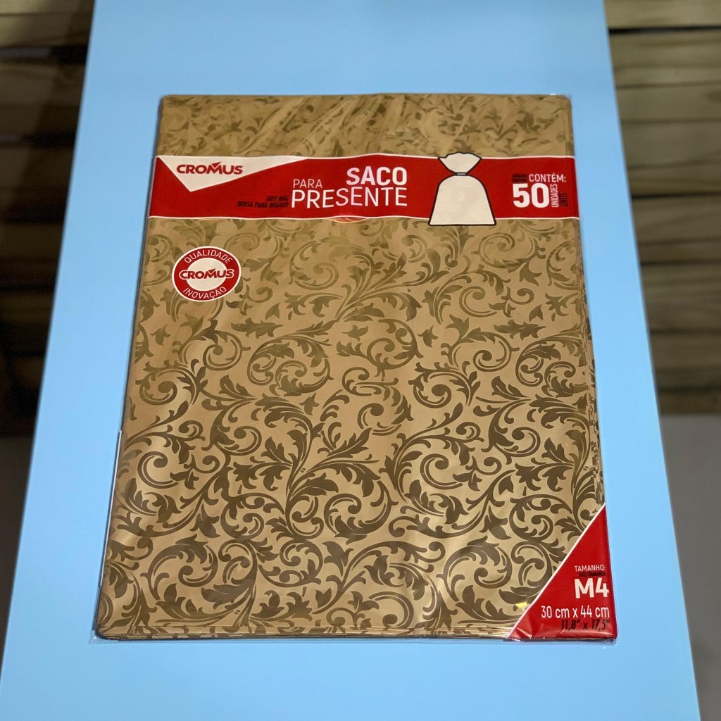 SACO METAL 30X44 ARABESCO OURO PT C/50UN 636354 99807719