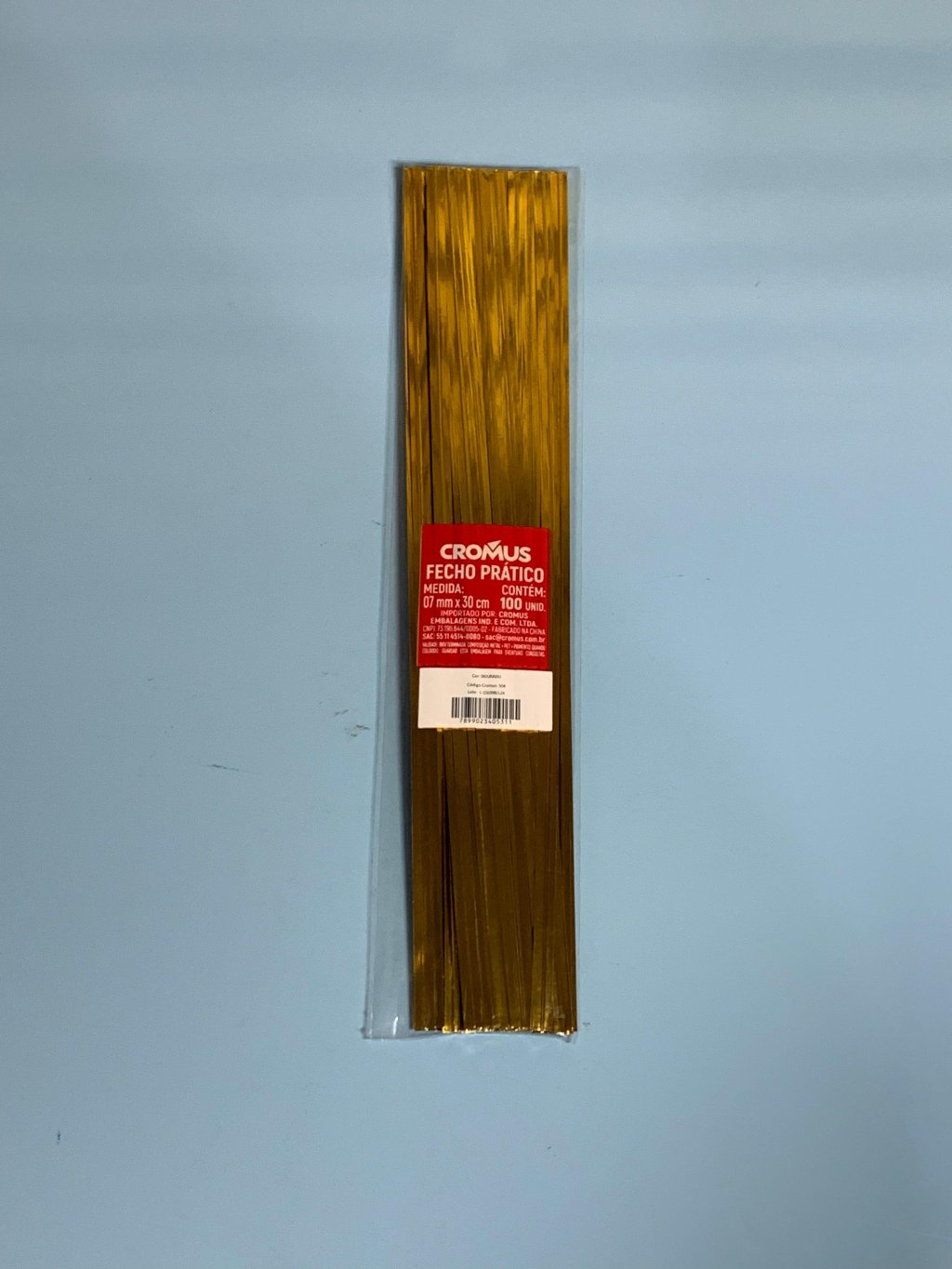 FECHO PRATICO DOURADO 7MMX30CM PT C/100UN 504 405311