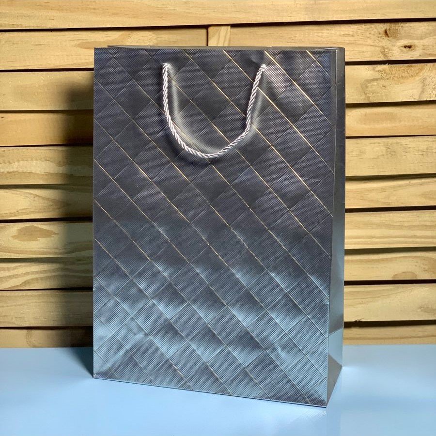 SACOLA PREMIUM ESP DIAMOND PRATA C/HS G 41,5X30X12CM 417656