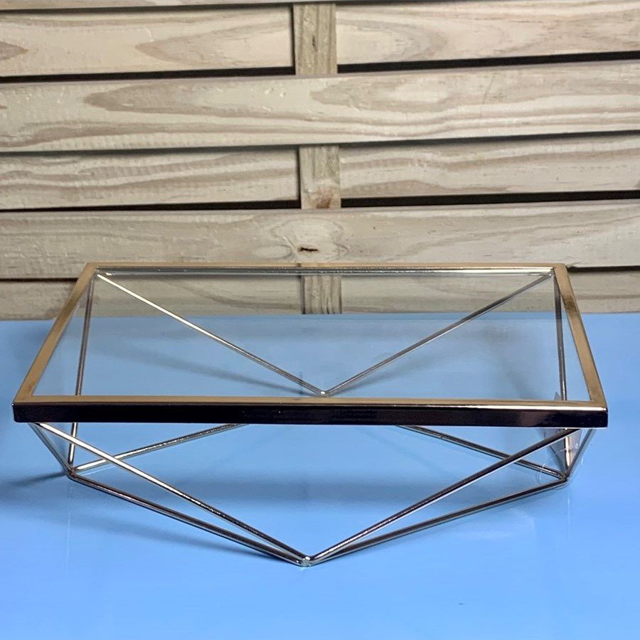 PORTA DOCE DIAMANTE RETANGULAR 30X18X10CM OURO 45038 827839
