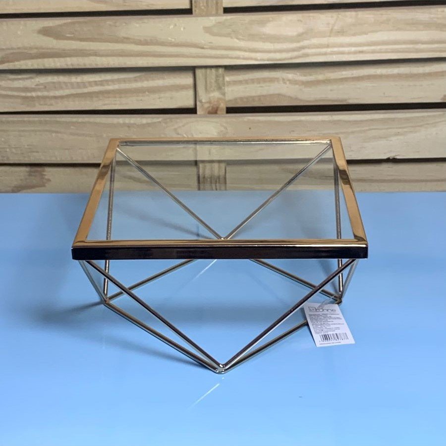 PORTA DOCE DIAMANTE QUADRADO P 20X20X10CM OURO 45042 827877