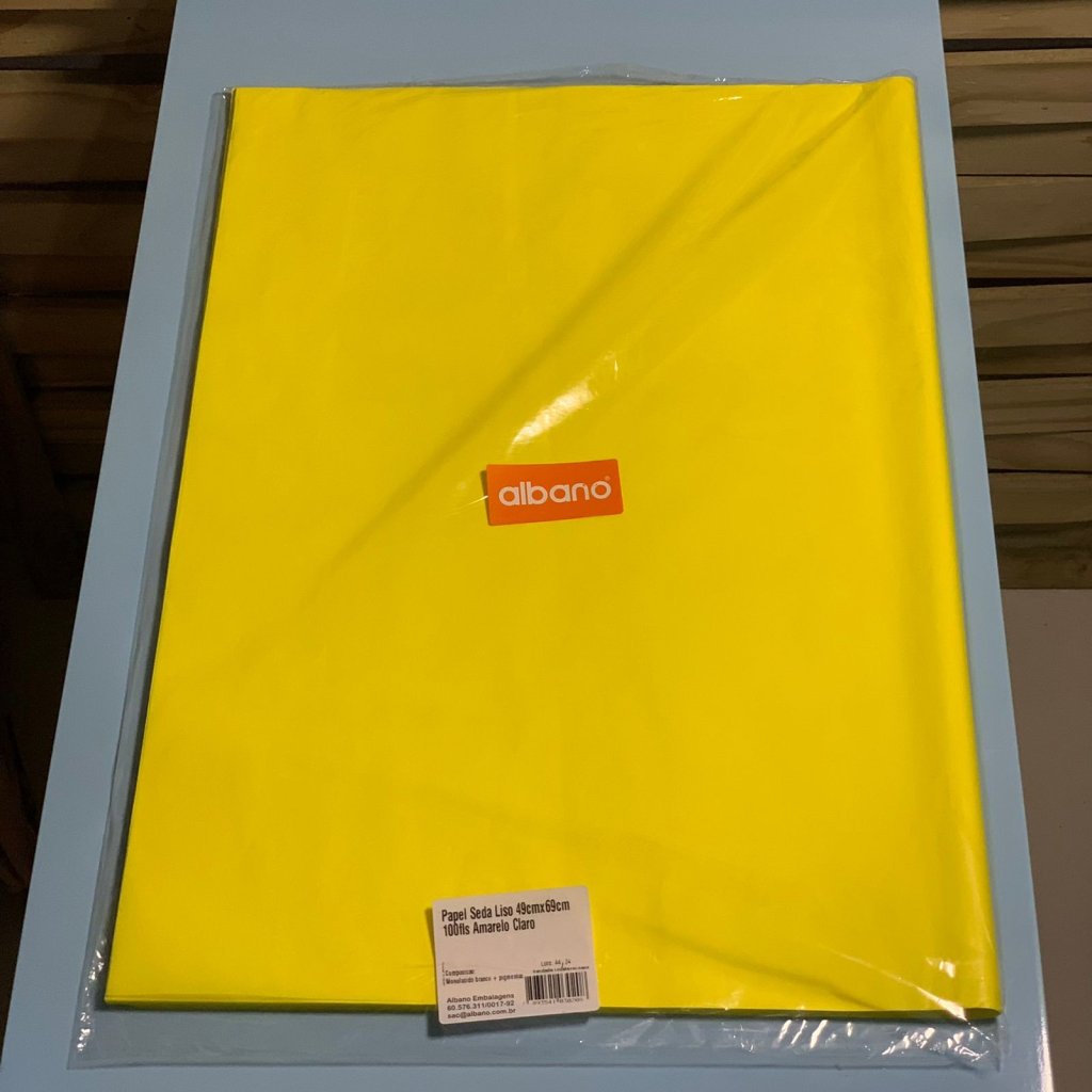 PAPEL SEDA LISO 49CMX69CM 100FLS AMARELO CLARO 03020