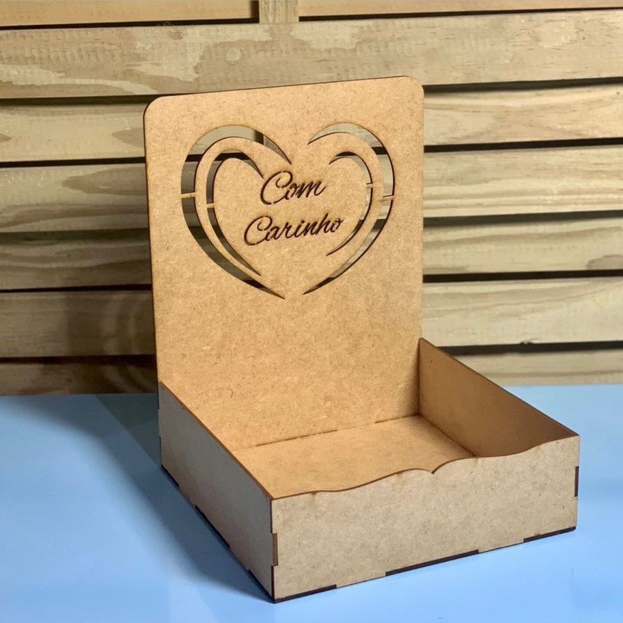BANDEJA 20X20X25CM EU TE AMO/ C/CARINHO P/SUP MDF CRU 621916