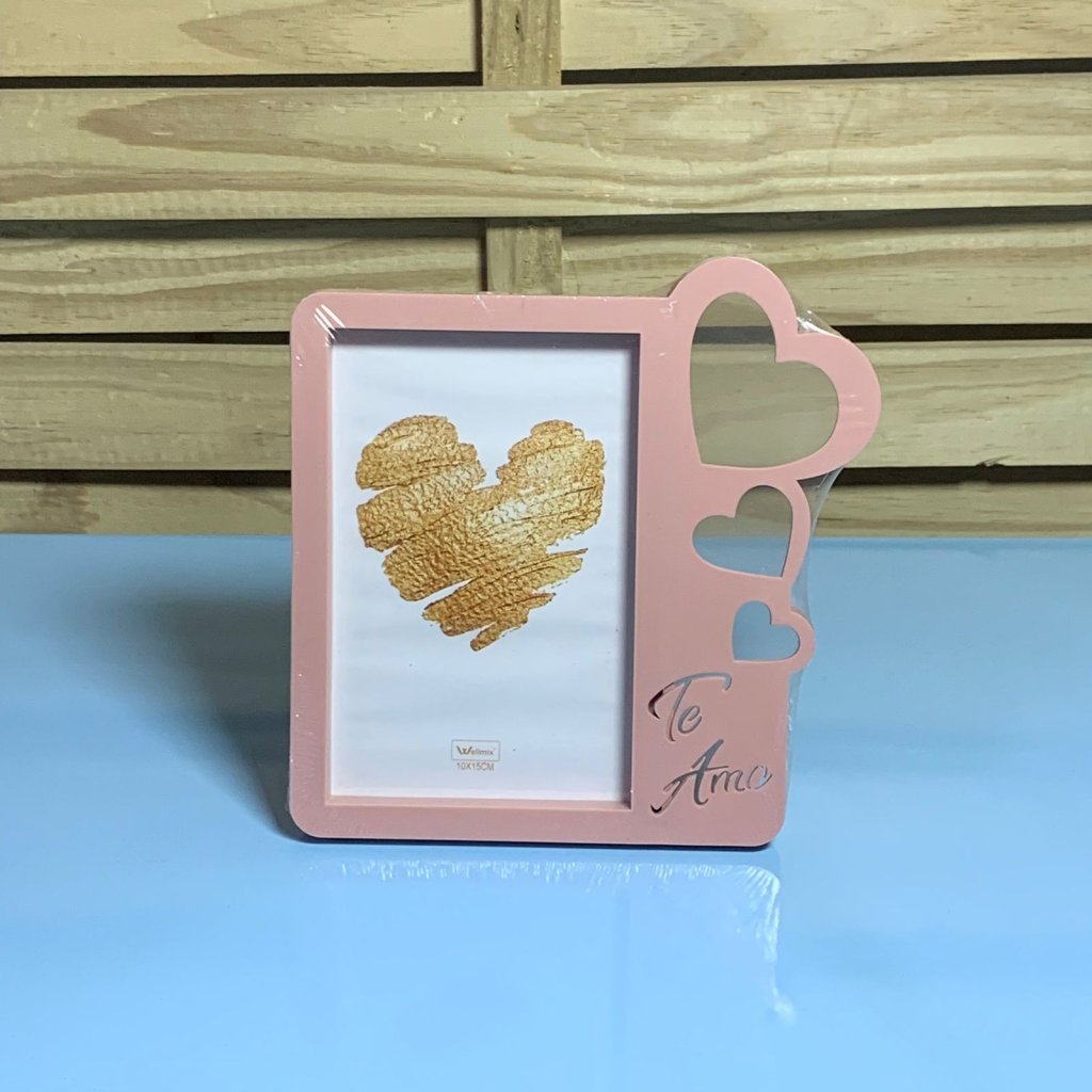PORTA RETRATO PLASTICO CORACOES TE AMO 10CMX15CM 195619