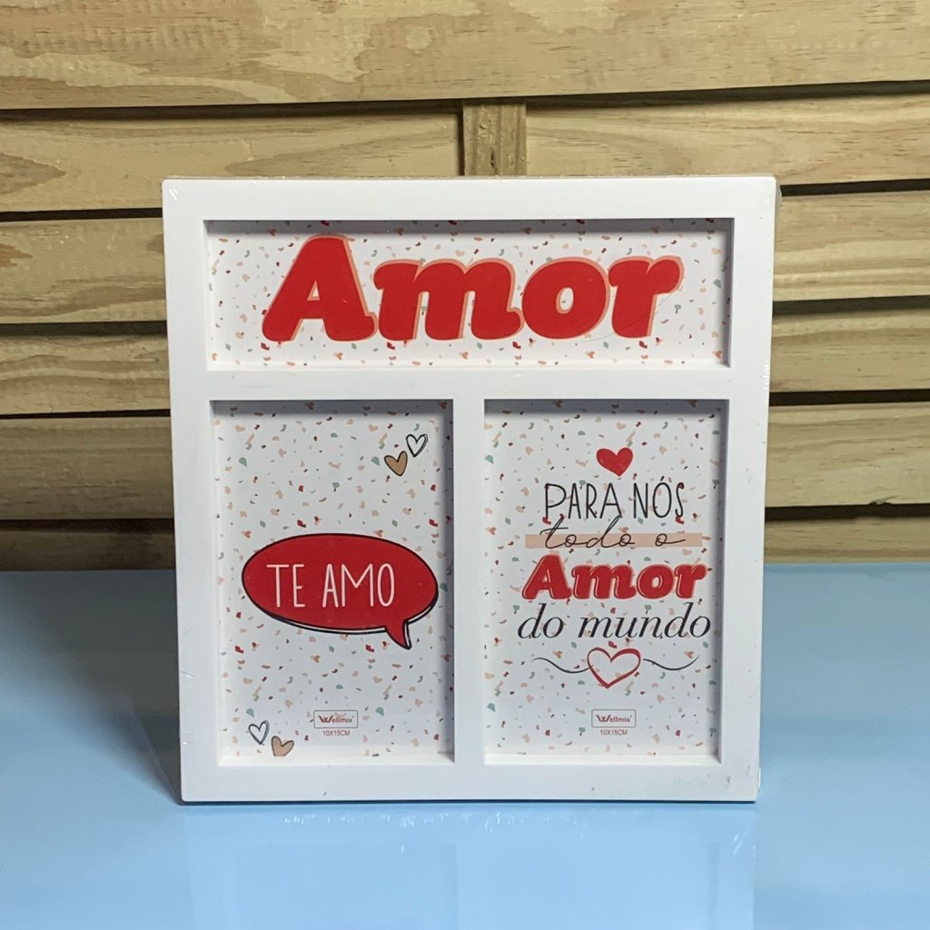 PORTA RETRATO PLASTICO DUPLO AMOR DO MUNDO 10CMX15CM 185825