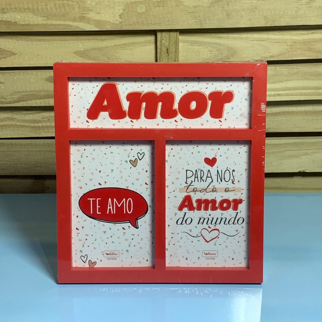 PORTA RETRATO PLASTICO DUPLO AMOR DO MUNDO 10CMX15CM 185825