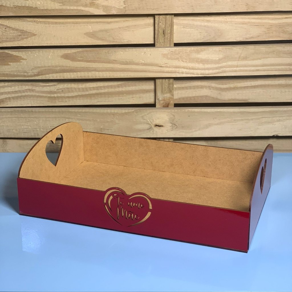 BANDEJA 30X20X8CM CORACAO C/FRASE VERM 631724