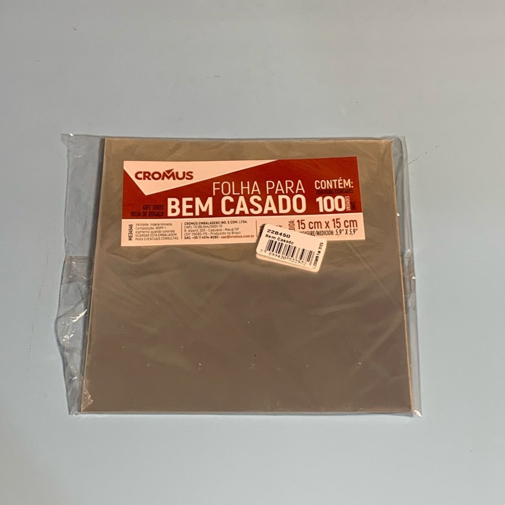 FOLHA TRANSP BEM CASADO 15X15  PT C/100UN 228450