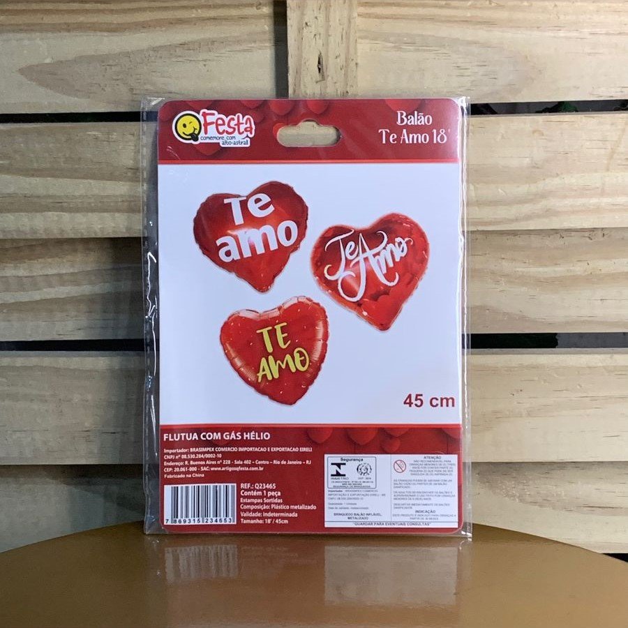 BALAO CORACAO 18/45CM TE AMO DIVERSOS 234653