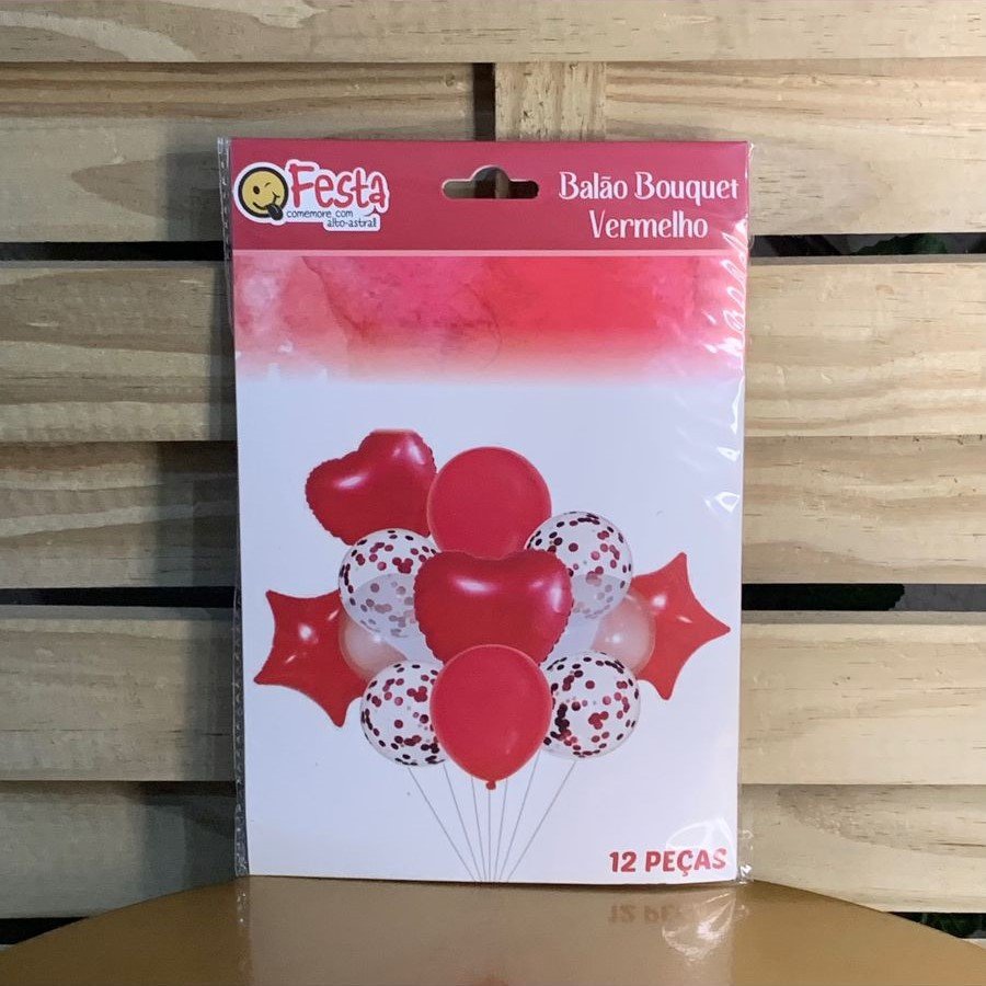 BOUQUET DE BALOES 18/45CM C/12 VERMELHO 210428
