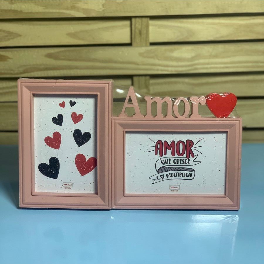 PORTA RETRATO PLASTICO DUPLO AMOR DESTAQUE 10CMX15CM 195718