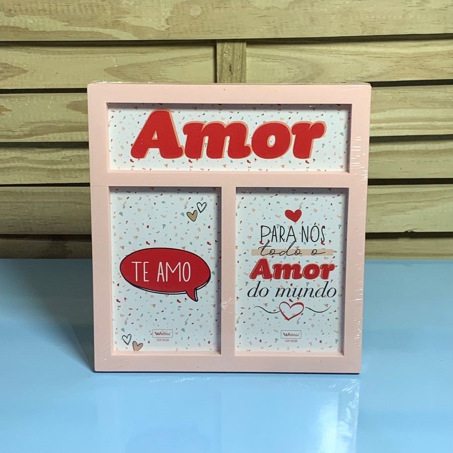PORTA RETRATO PLASTICO DUPLO AMOR DO MUNDO 10CMX15CM 185825
