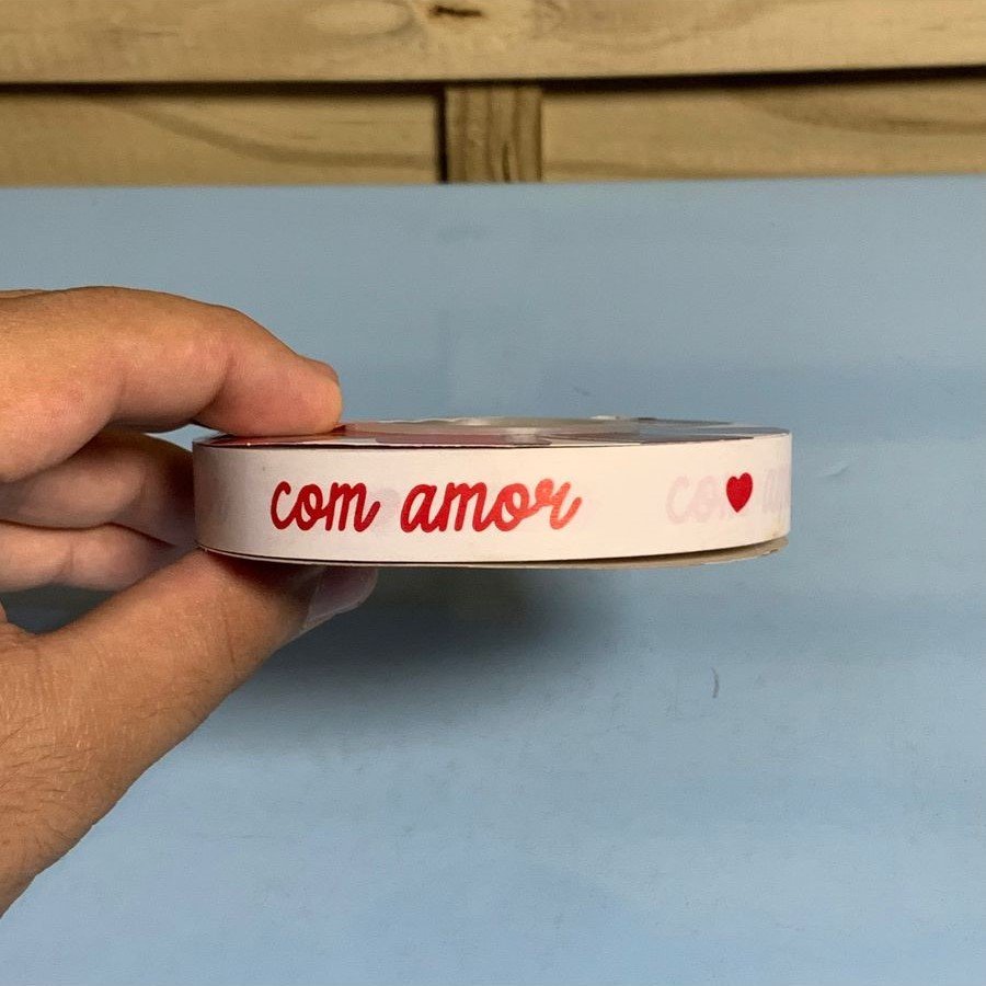 FITA MAXI PAPER LOOK COM AMOR 16MMX50M BRANCO/VERMELHO 36665