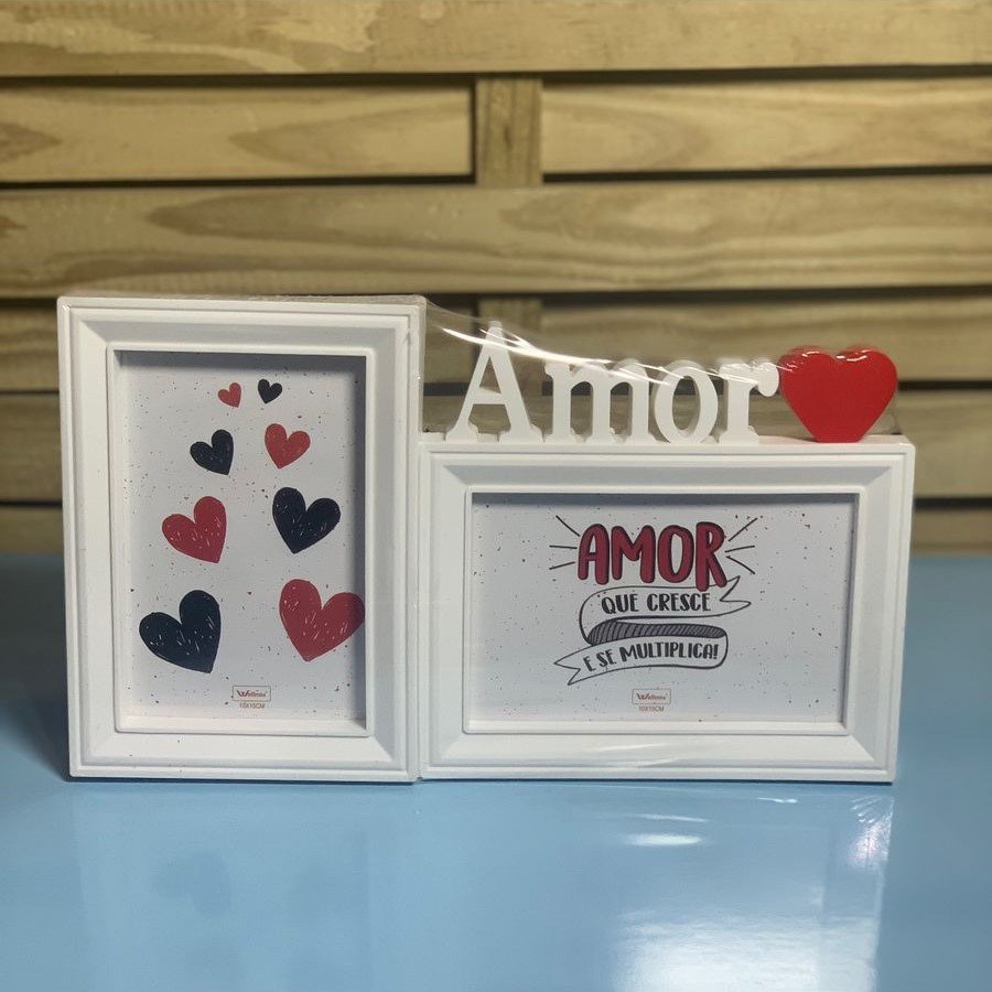 PORTA RETRATO PLASTICO DUPLO AMOR DESTAQUE 10CMX15CM 195718