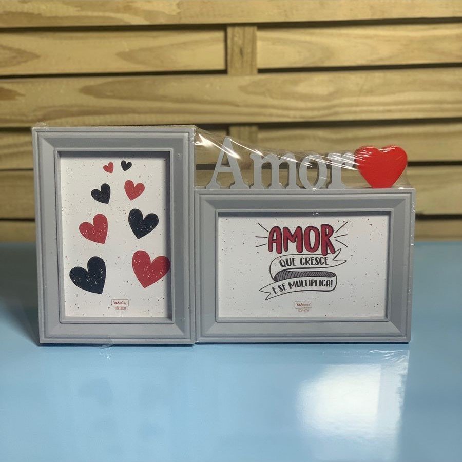 PORTA RETRATO PLASTICO DUPLO AMOR DESTAQUE 10CMX15CM 195718