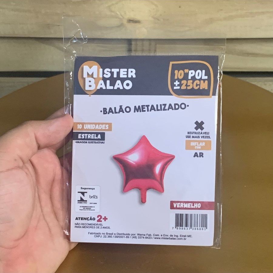 WM BALOES ESTRELA 10POL 25CM VERMELHO C/10 386801