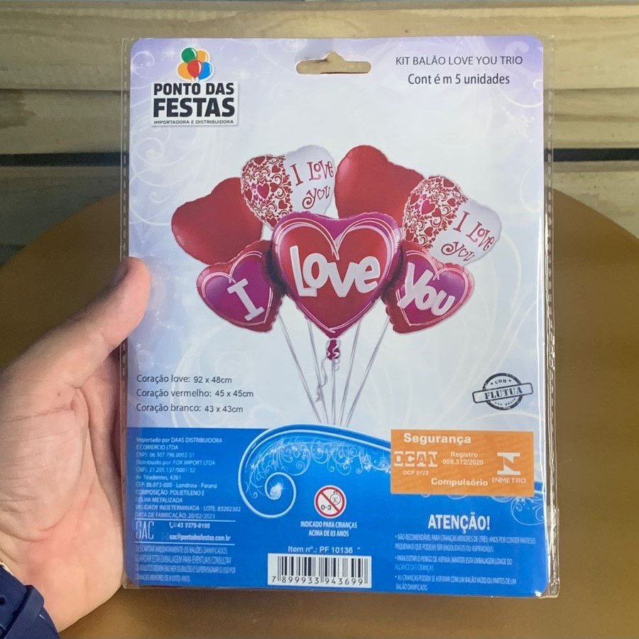 BA BALAO METALIZADO KIT I LOVE YOU M1 C/5 UN 943699