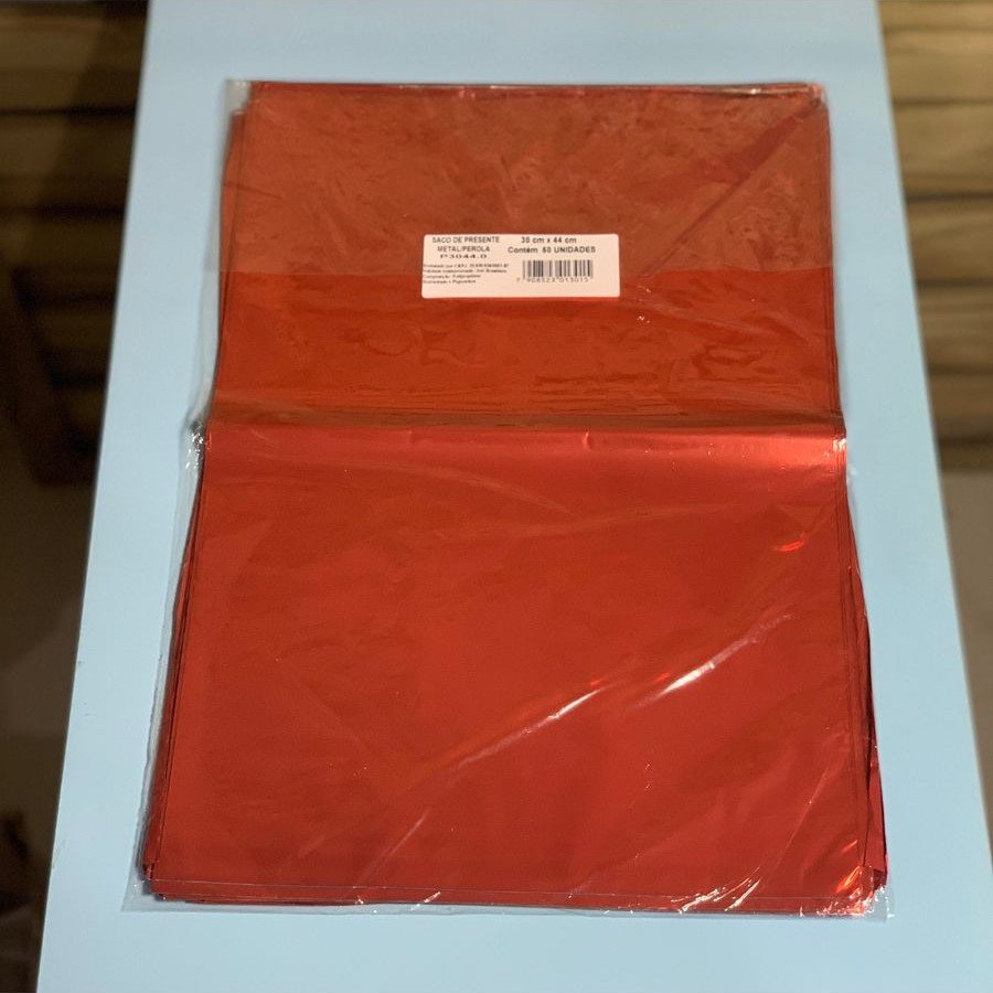 SACO ESTAMPADO 30CMX44CM METAL VERMELHO C/50UNI 013015