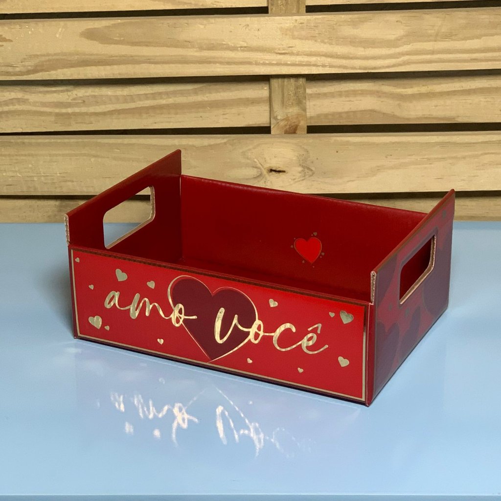 CESTA RETANGUL ETERNO AMOR C/HOT STAMP 21CMX15CMX6,5CM 36608