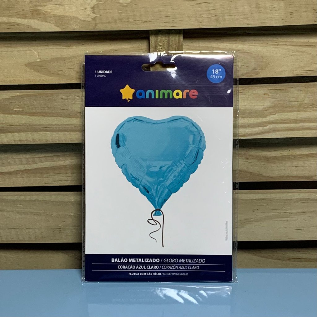 BALAO CORACAO 18 POL AZUL CLARO 45CM 350216