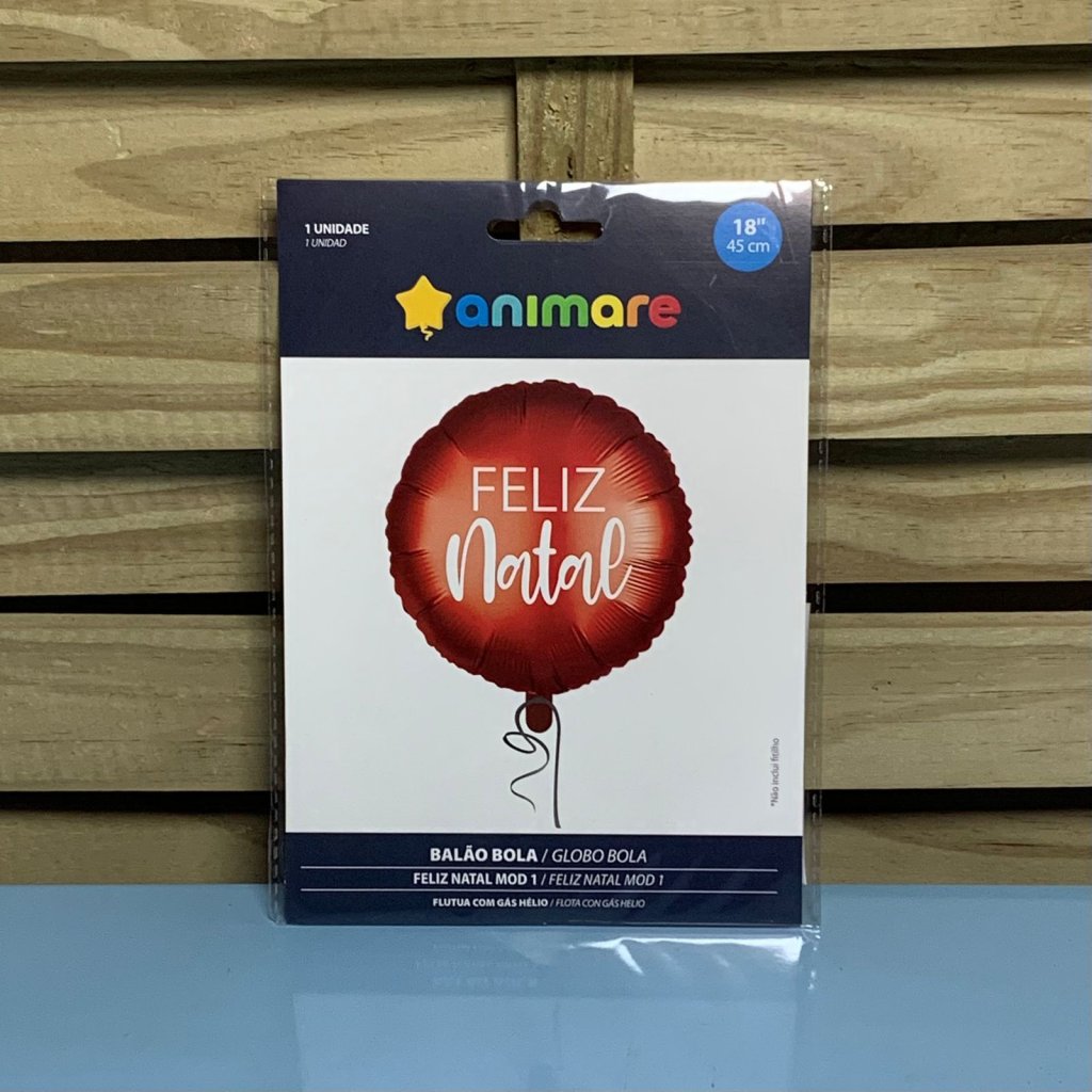 BALAO BOLA 18 POL FELIZ NATAL MOD 1 VERMELHO 45CM 367221 - NATAL