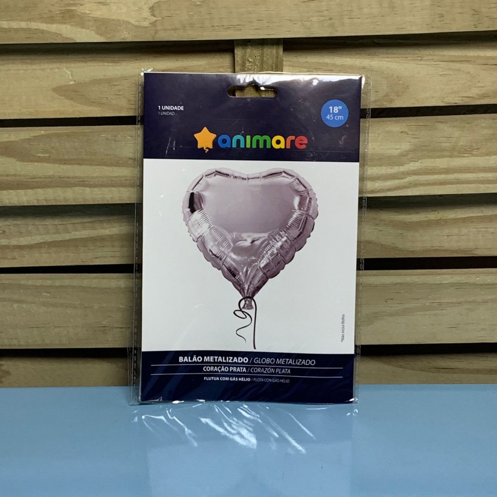 BALAO CORACAO 18 POL PRATA 45CM 362561