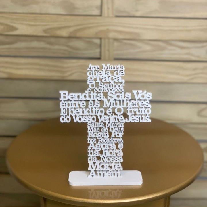 CRUZ NA BS C/ORACAO VAZADA PAI NOSSO/AV MAR MDF 21CM 553125