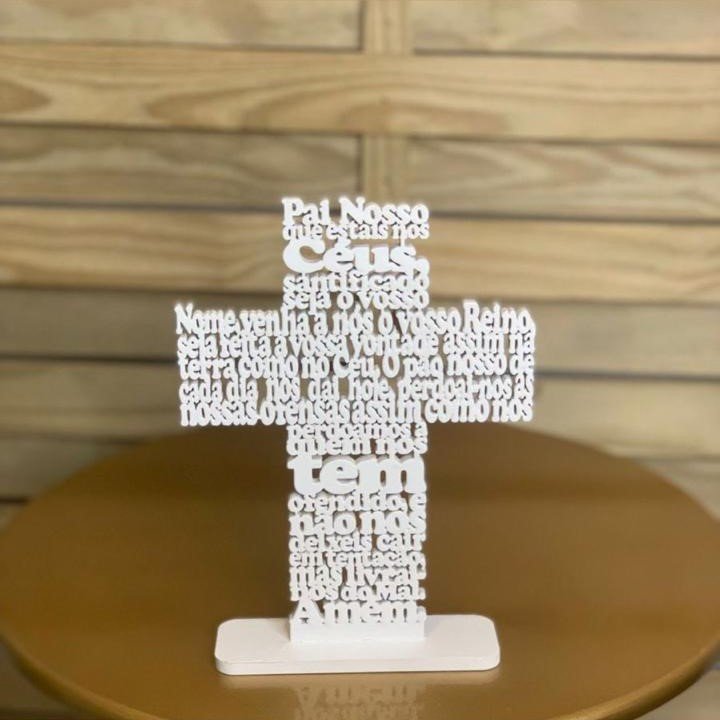 CRUZ NA BS C/ORACAO VAZADA PAI NOSSO/AV MAR MDF 21CM 553125