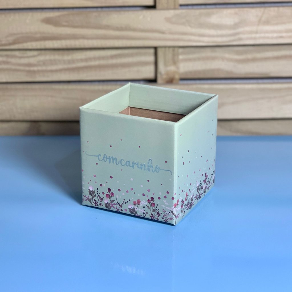 CACHEPOT QUADRADO HELENA C/HOT STAMPIN 11X11X11CM 10PC 36425