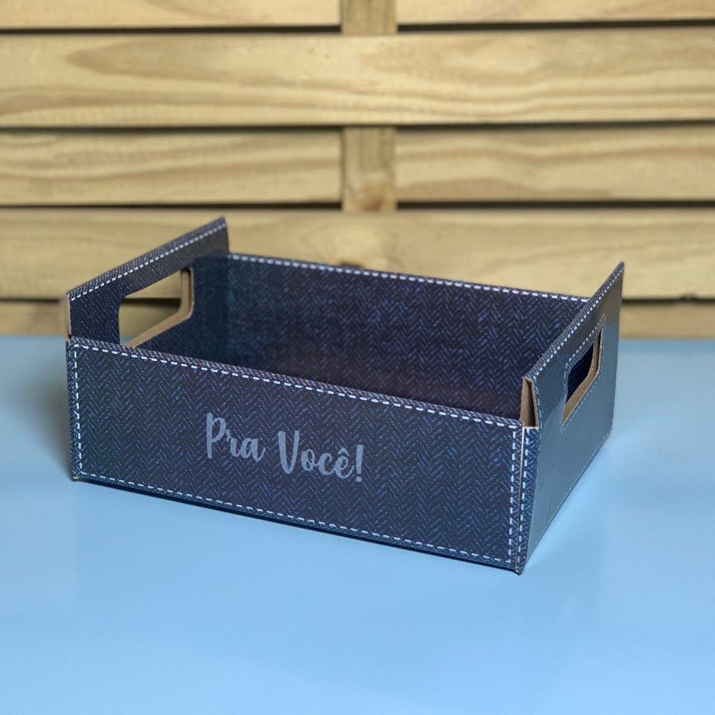 CESTA RETANGULAR URBAN 21CMX15CMX6,5CM AZU MARINHO 36760