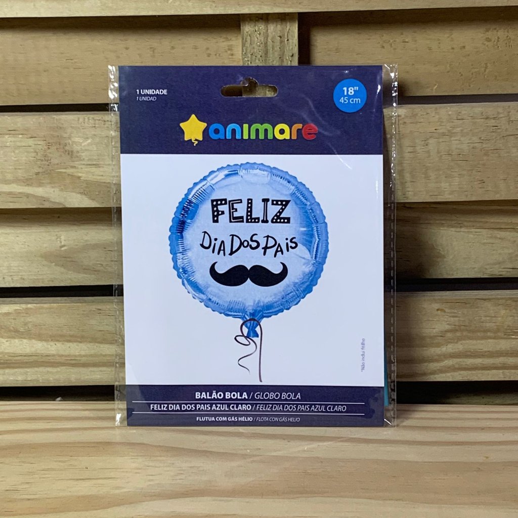 BALAO BOLA 18 POL FELIZ DIA DOS PAIS MOD 1 AZ CL 45CM 361144
