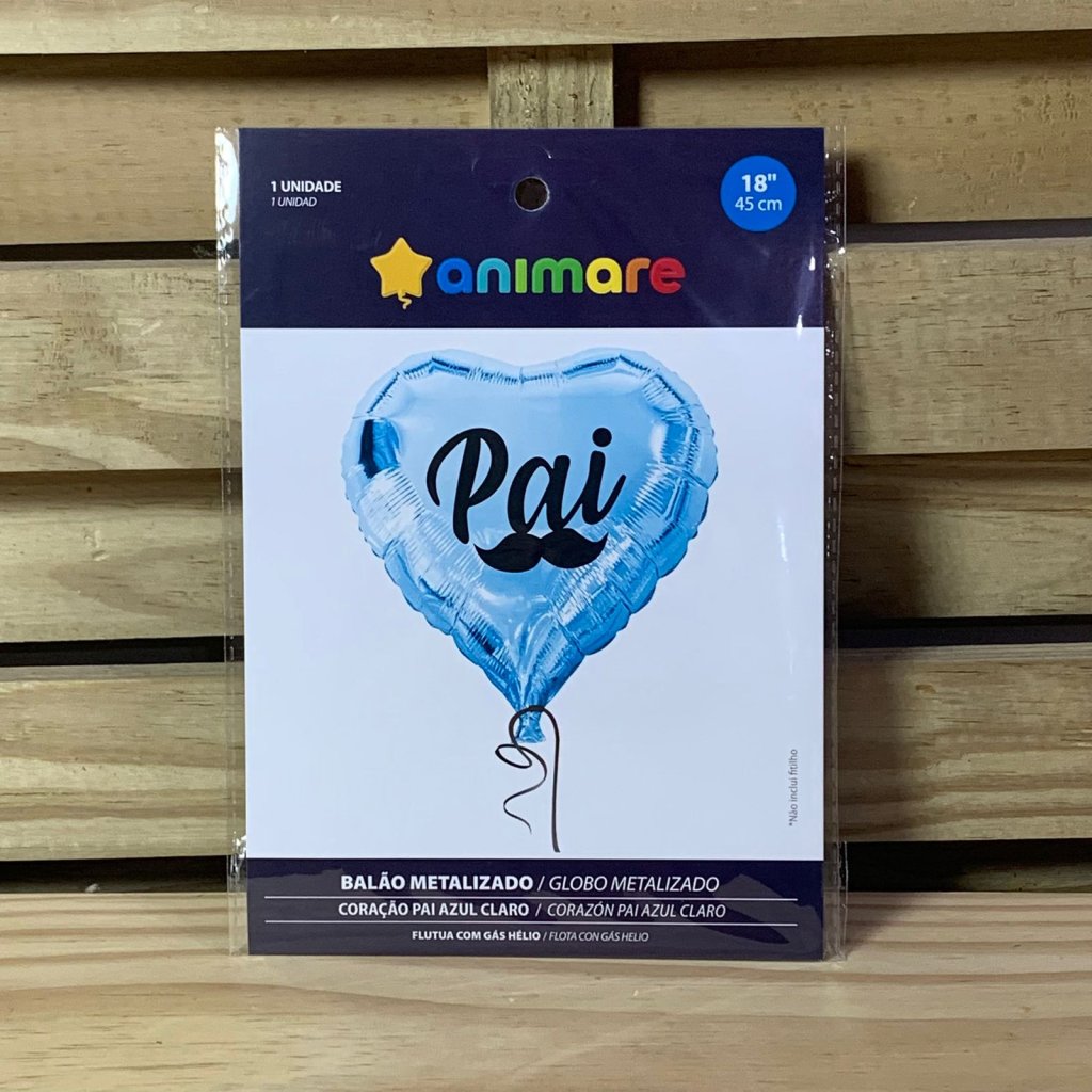 BALAO CORACAO 18 POL PAI AZUL CLARO UNICA 45CM 374441