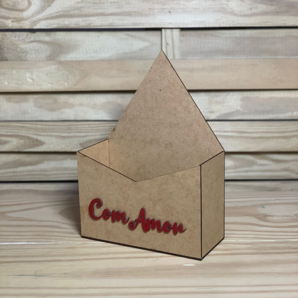 CAIXA PORTA CARTA 25X18X8CM MDF CRU C/FRASE APLICADA 551169