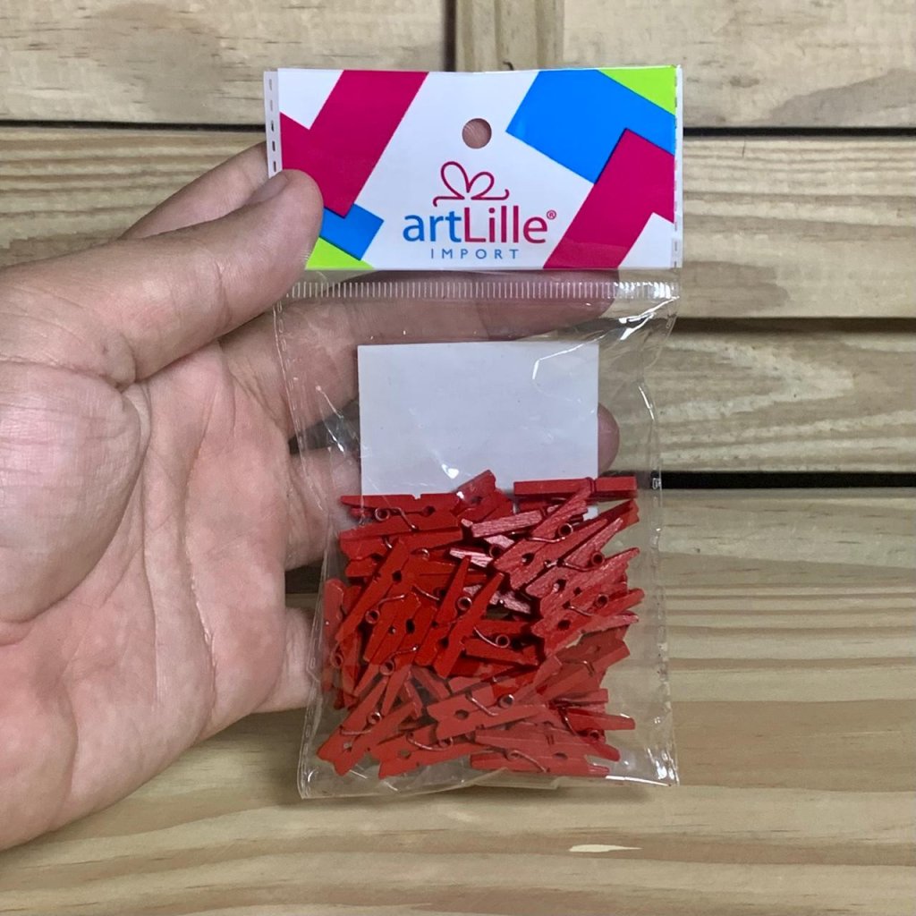ENFEITE MADEIRA MINI PREGADOR C/50 VERMELHO OT0008VEM 504677