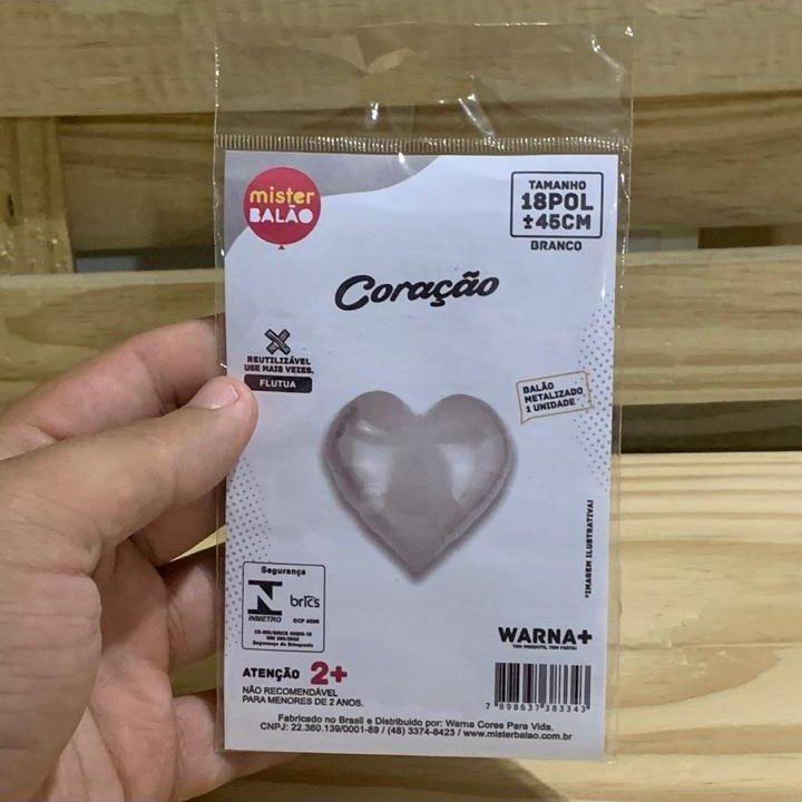 WM BALOES CORACAO 18POL 45CM BRANCO 383343