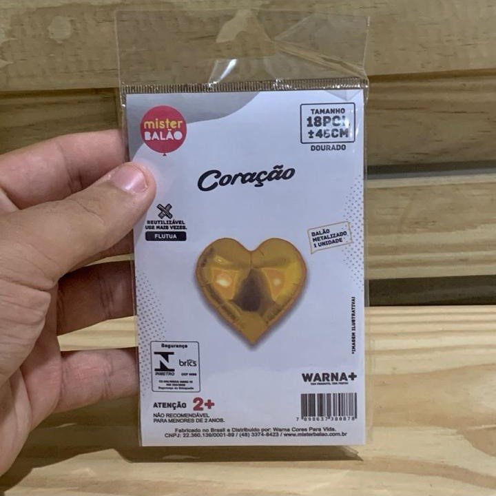 WM BALOES CORACAO 18POL 45CM DOURADO 380878