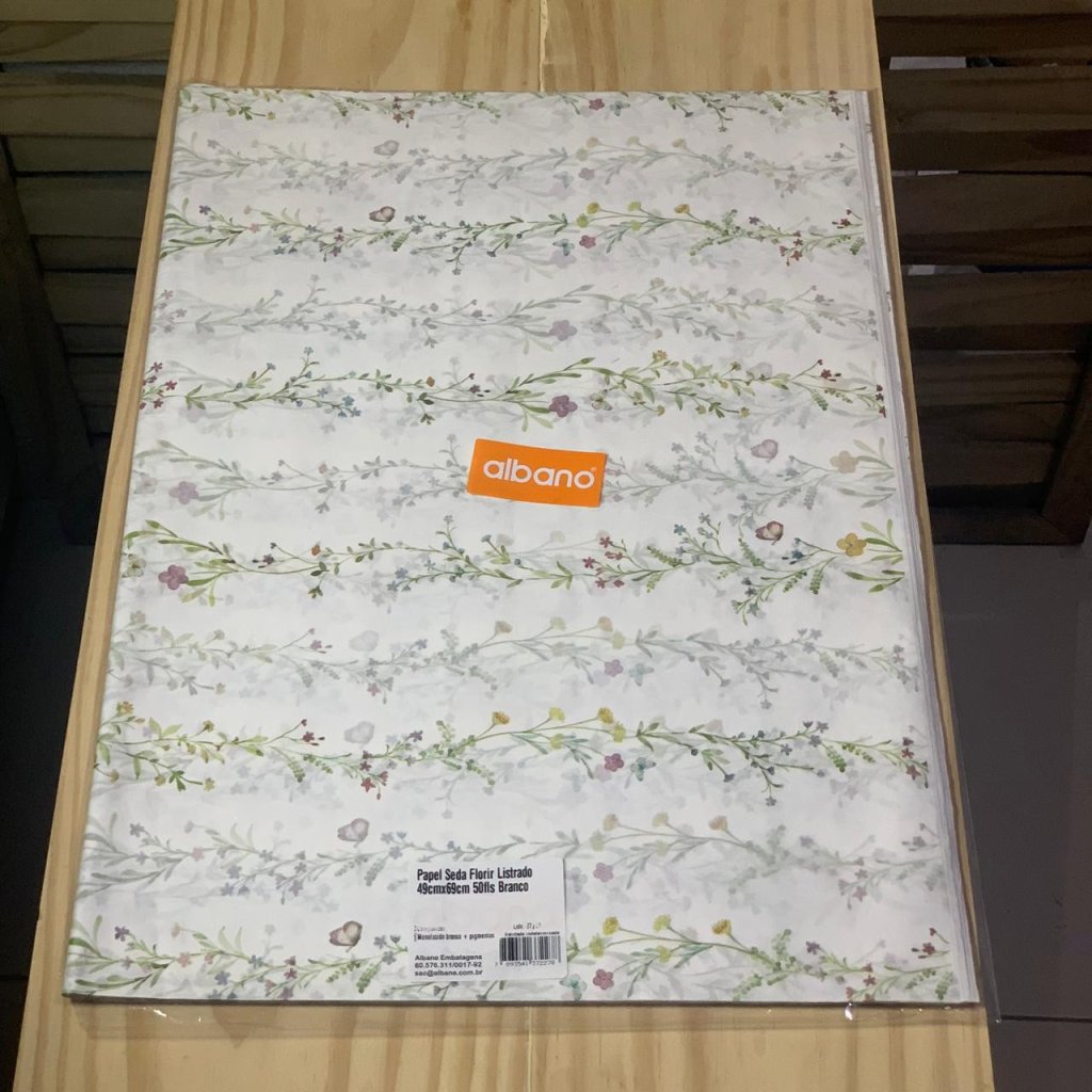 PAPEL SEDA FLORIR LISTRADO 49CMX69CM 50FLS BRANCO 37227