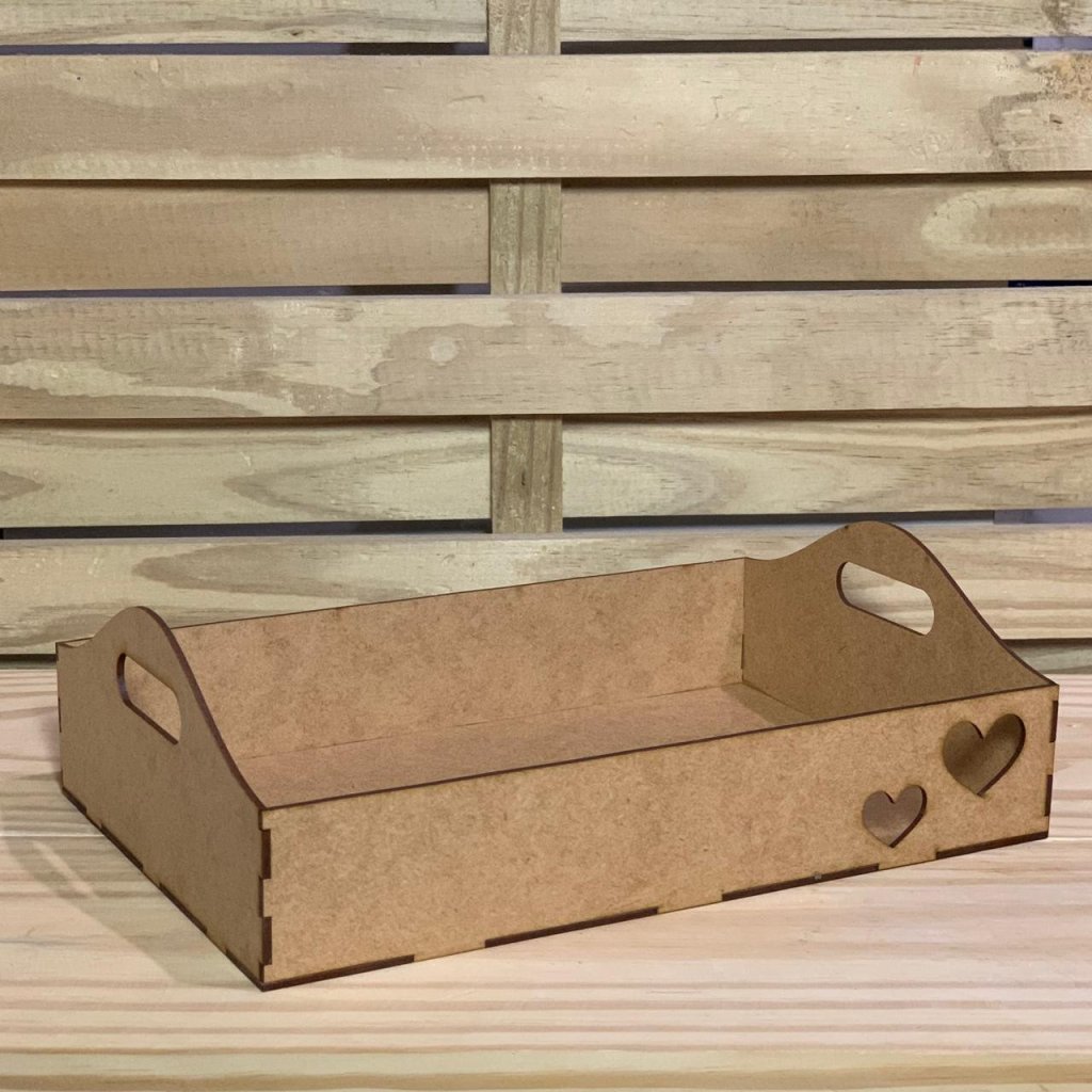 BANDEJA 30X20X8CM DUO CORACAO MDF CRU 640948