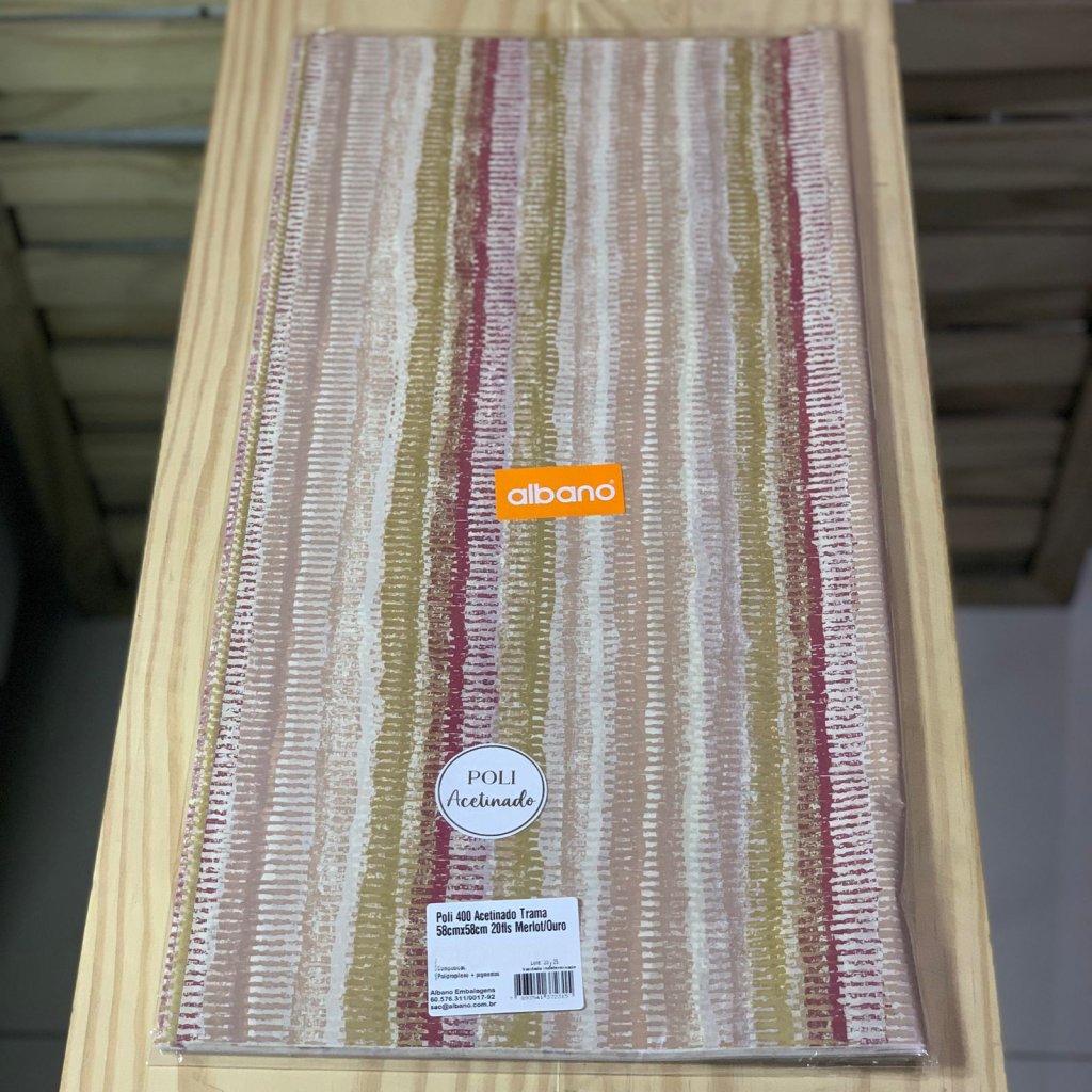 POLI 400 ACETINADO TRAMA 58CMX58CM 20FLS MERLOT/OURO 37231