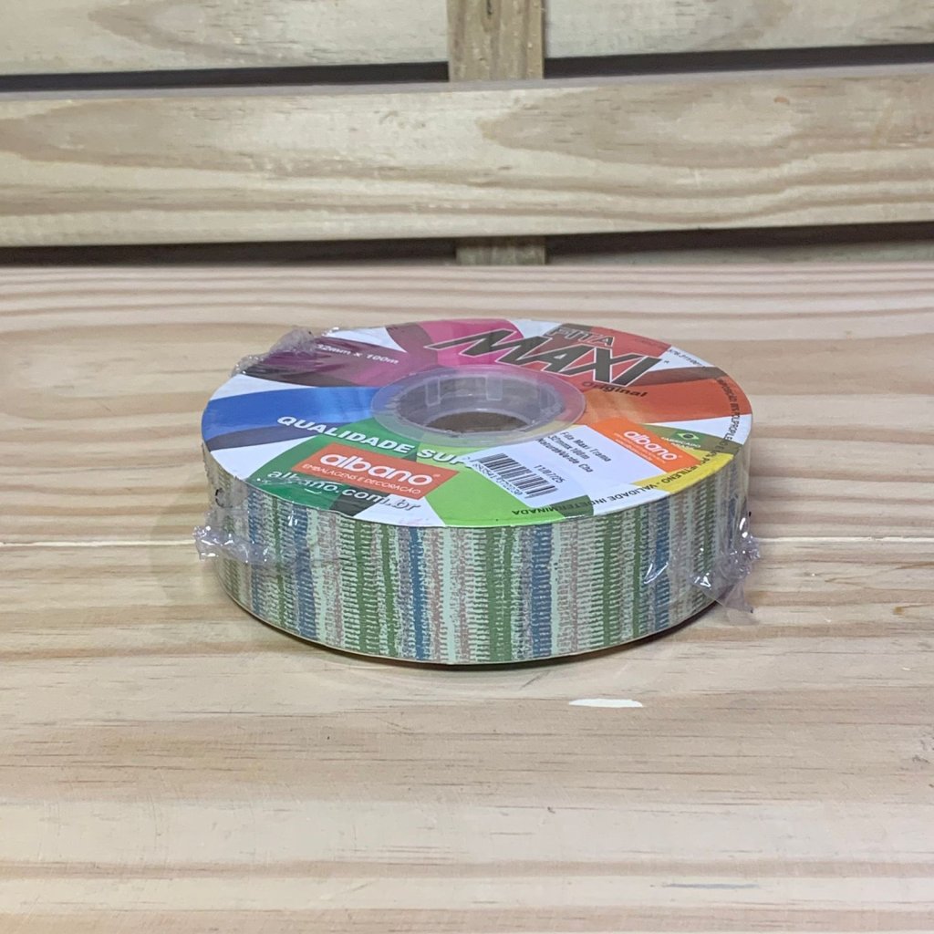 FITA MAXI TRAMA 32MMX100M NATURAL/VERDE CHA 37223