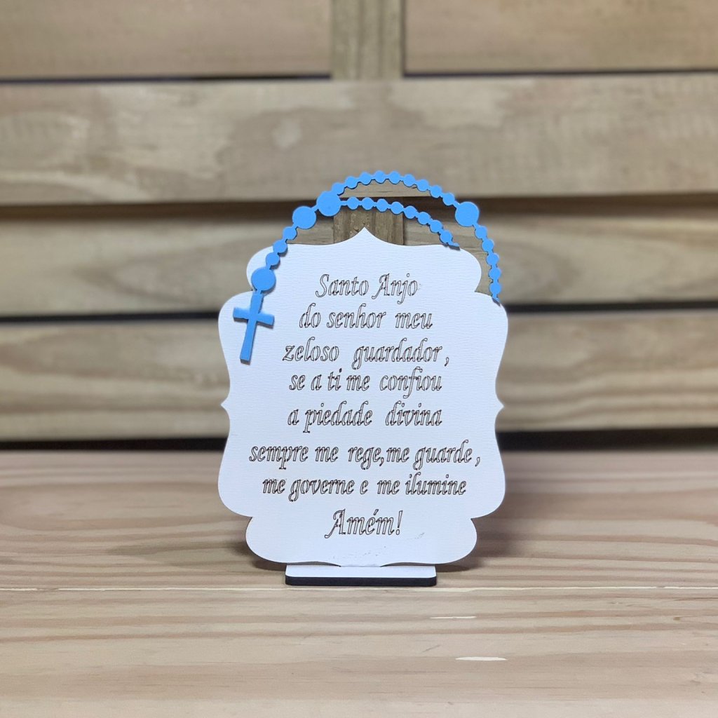 PLACA TERCO COM ORACAO MDF 14X9CM AZUL 642041