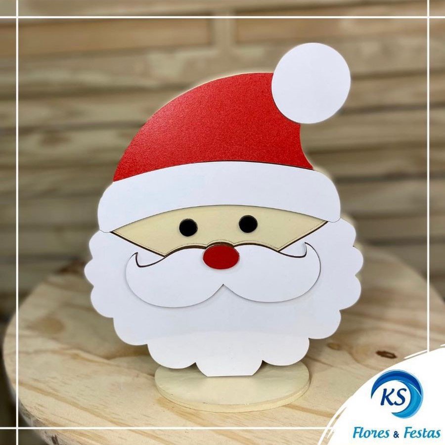 ROSTO PAPAI NOEL NA BASE 22CM MDF 573369 - NATAL