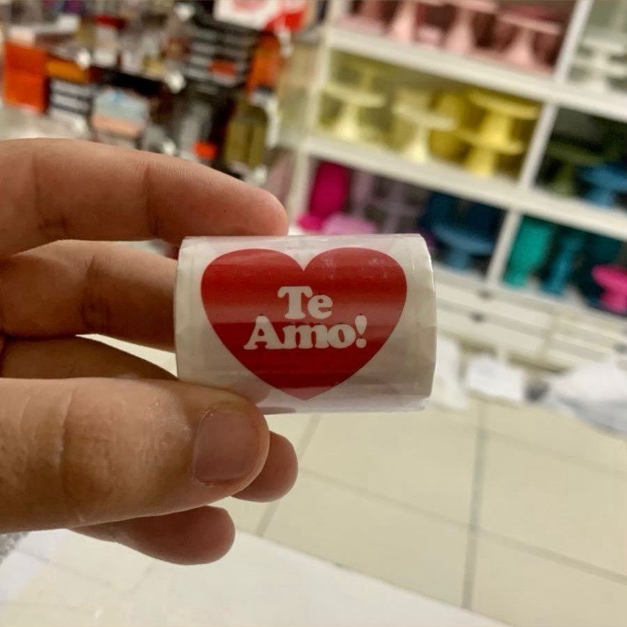 ETIQUETA ADESIVA TE AMO 4,0CMX4,0CM 50PC VERM/BRANCO 28894