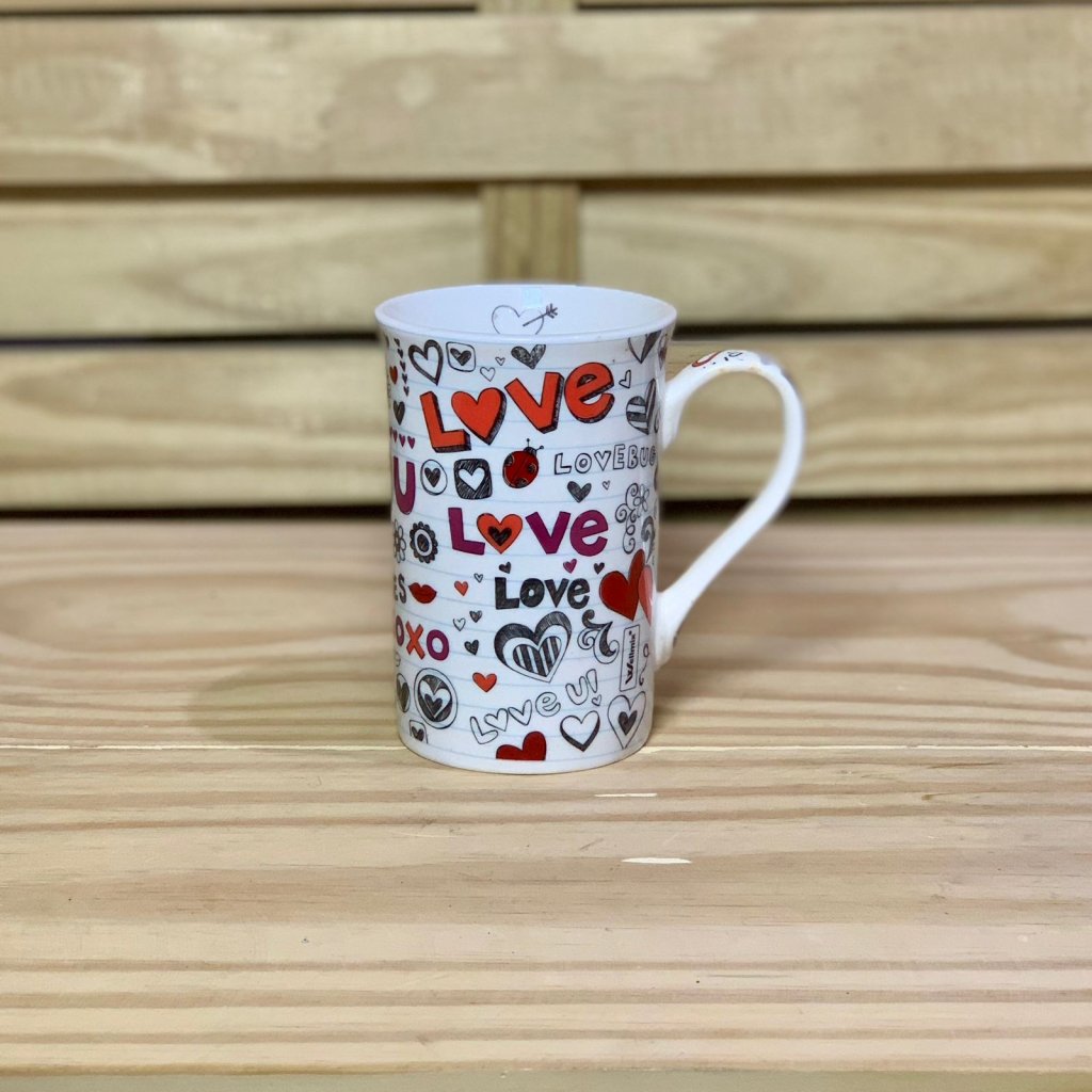 CANECA CERAMICA MUDDY LOVE KISS CADERNO 300ML 6884 172290