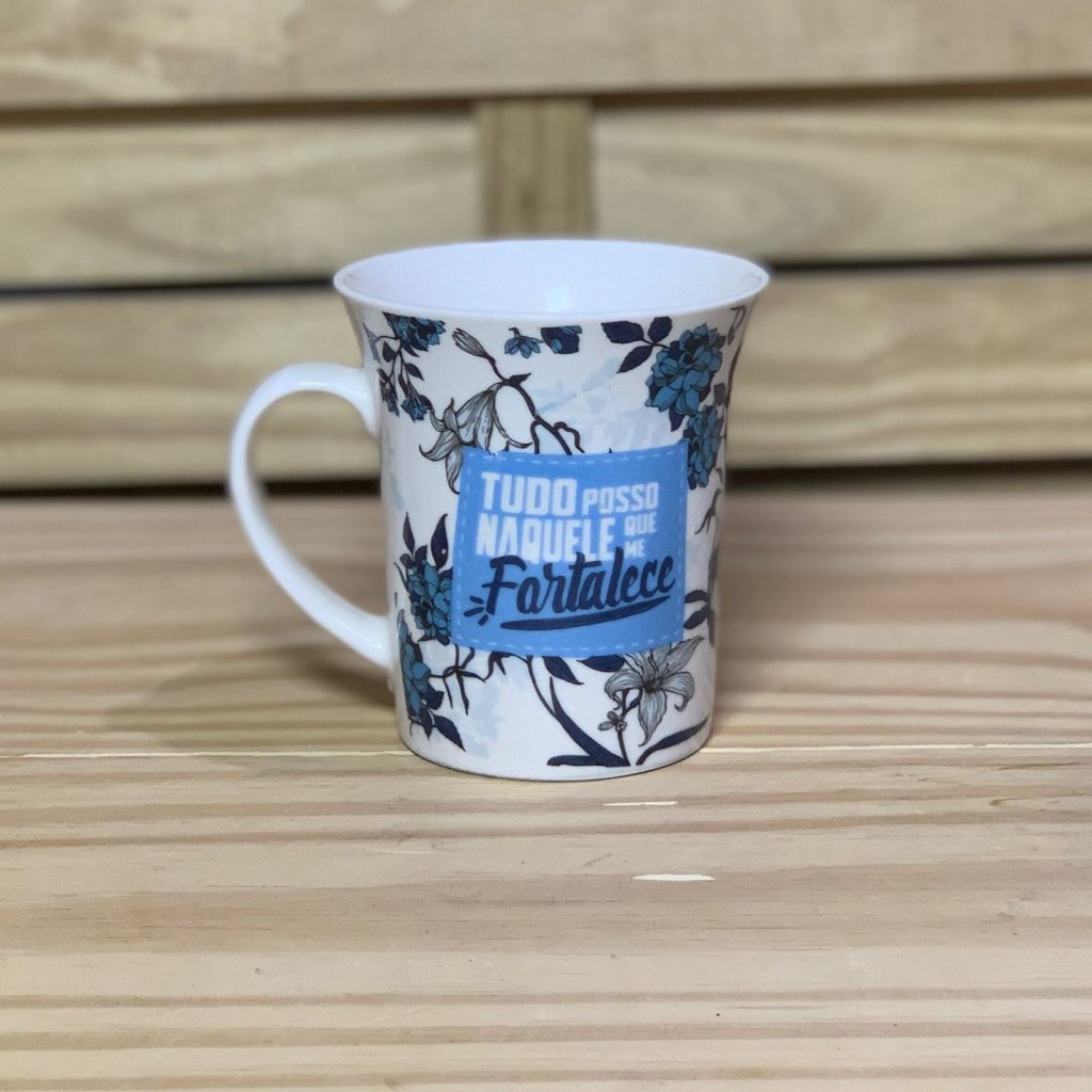 CANECA CERAMICA MUDDY FLORES FRASE CAIXA 300ML WX6176 143627