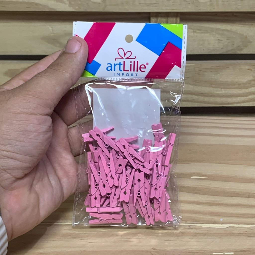 ENFEITE MADEIRA MINI PREGADOR C/50 ROSA OT0008ROS 213575