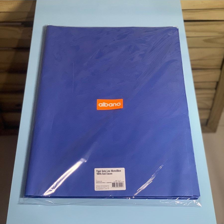 PAPEL SEDA LISO 49CMX69CM 100FLS AZUL ESCURO 32111